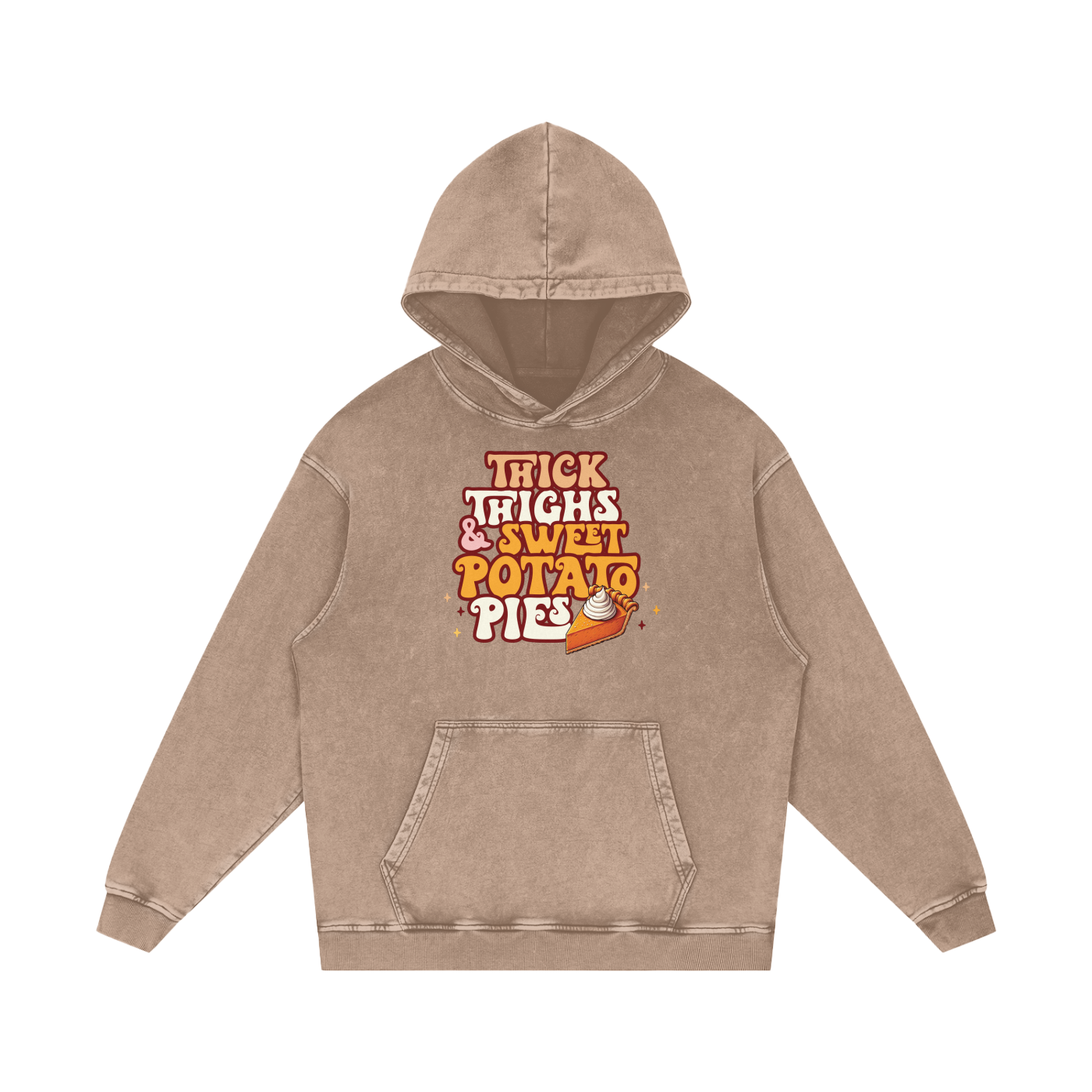Thick Thighs & Sweet Potato Pies Snow Washed Loose Cotton Hoodie
