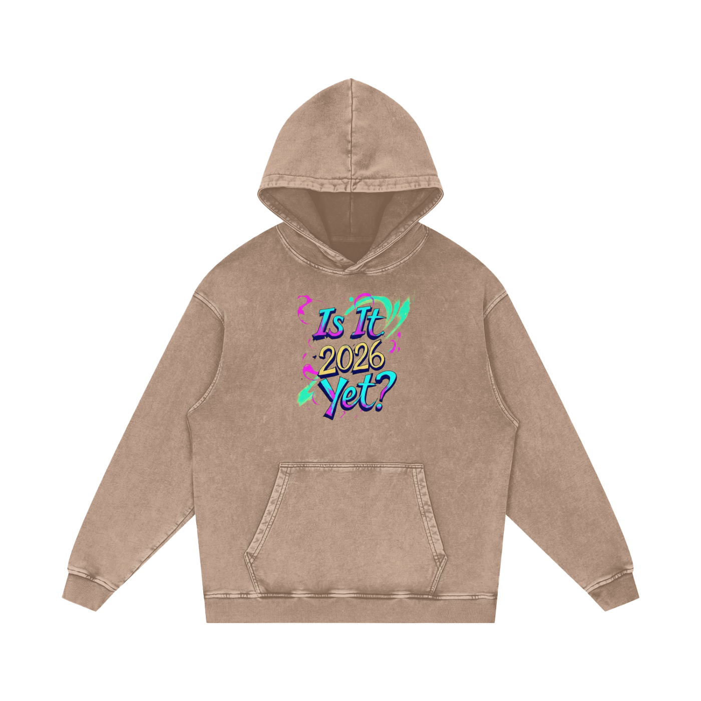 Is It 2026 Yet? Snow Washed Loose Cotton Hoodie