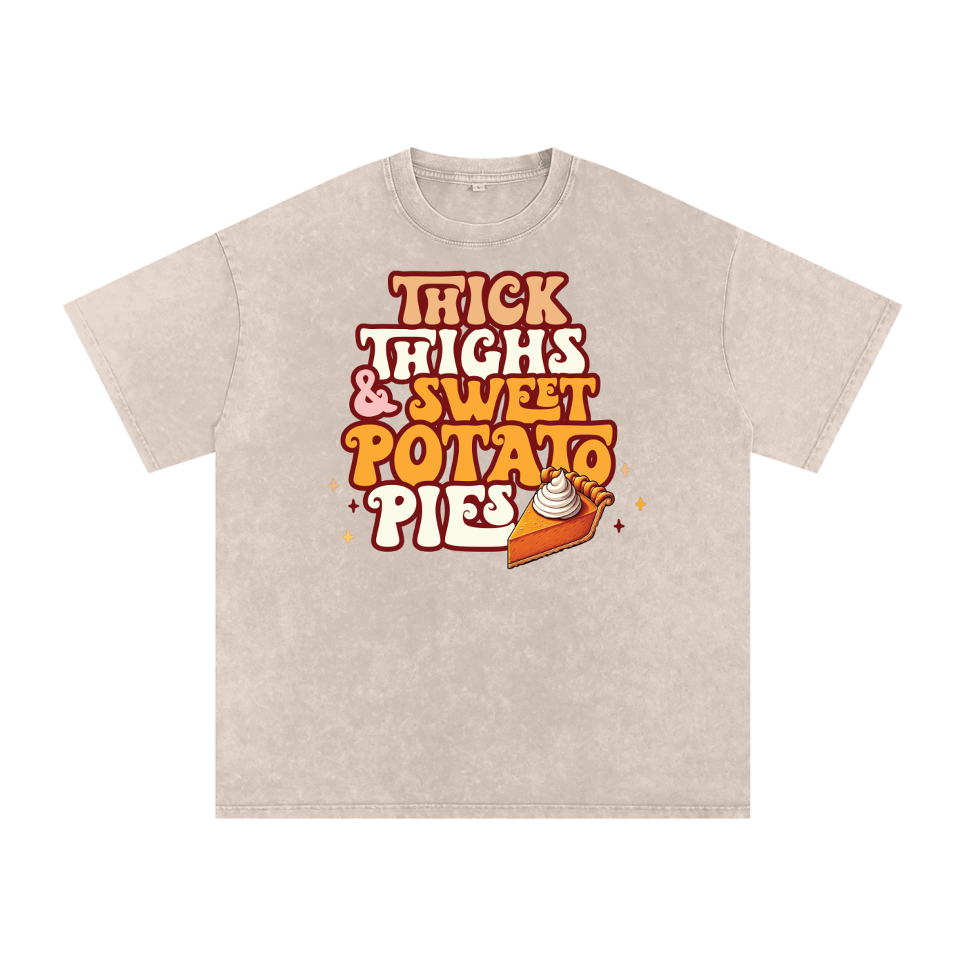 Thick Thighs & Sweet Potato Pies Snow Washed Oversized Cotton T-Shirt