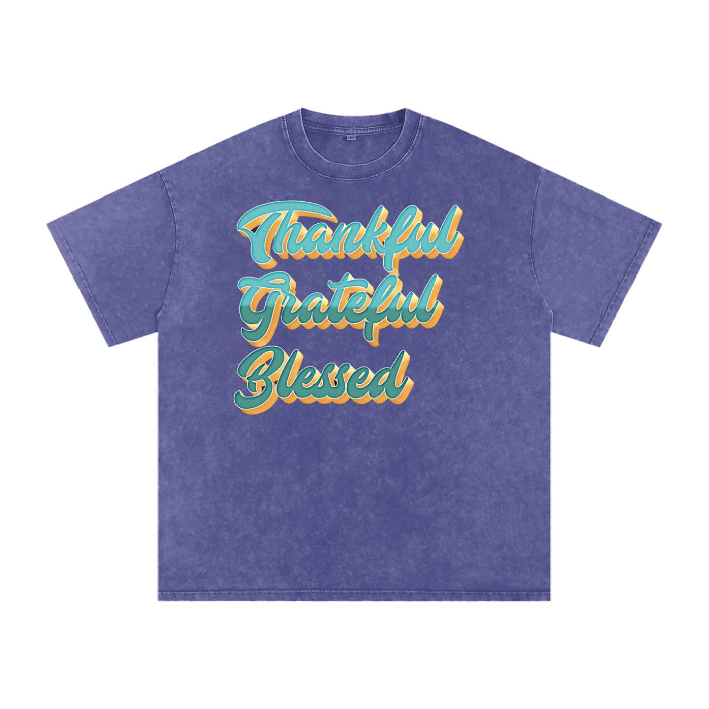 Thankful Grateful Blessed Snow Washed Oversized Cotton T-Shirt