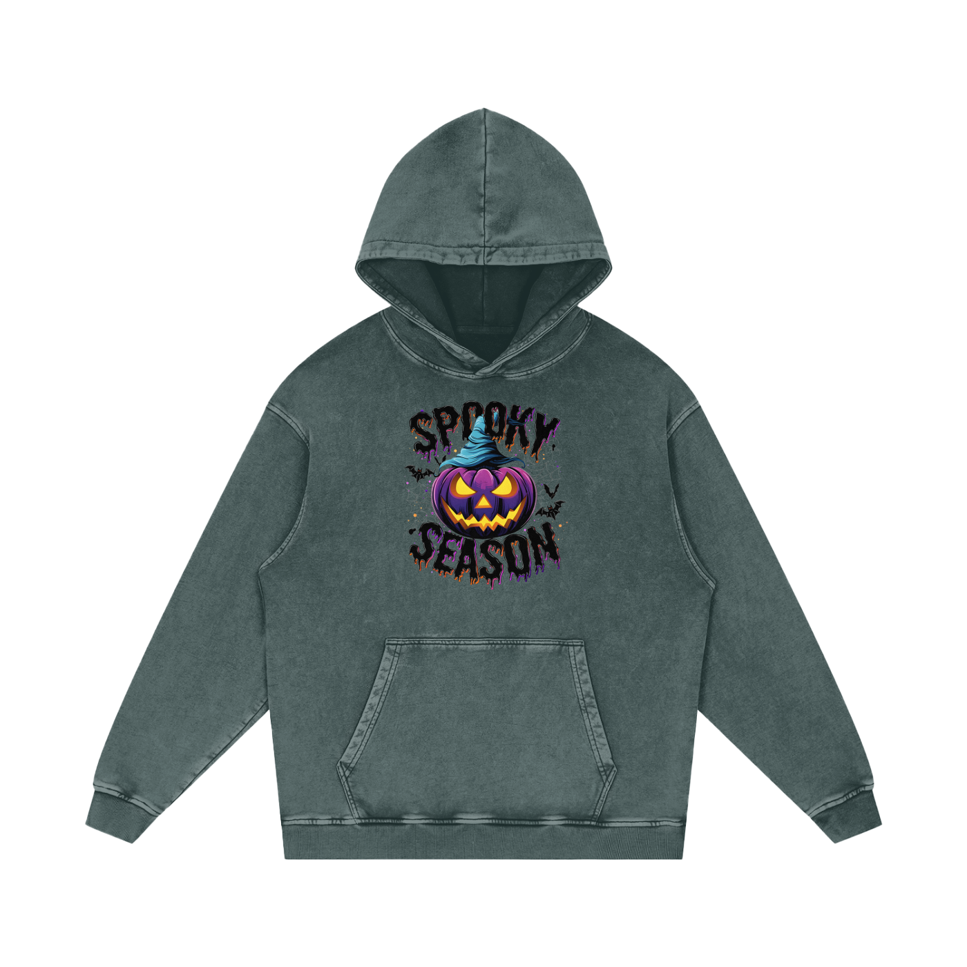 Spooky Season Snow Washed Loose Cotton Hoodie