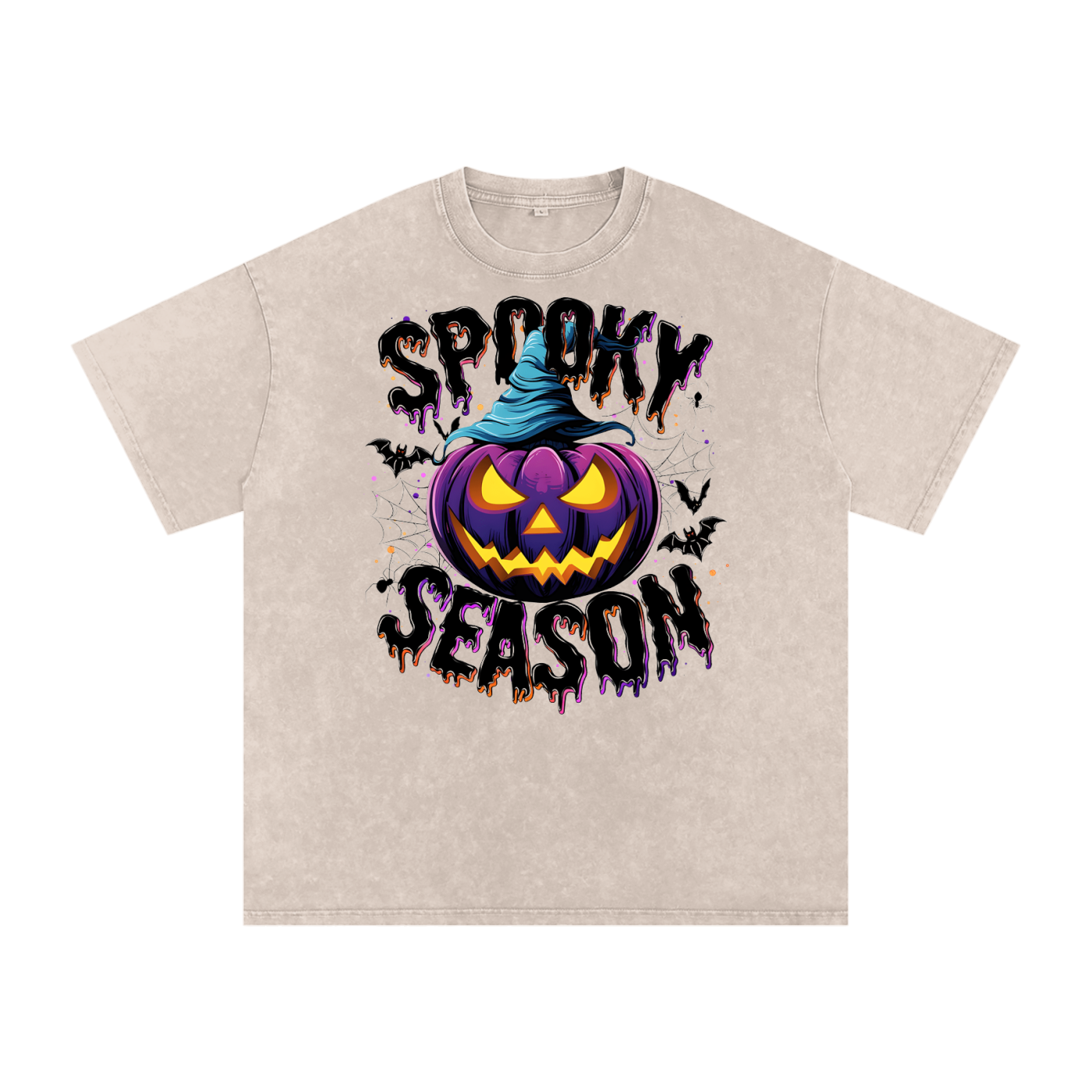 Spooky Season Snow Washed Oversized Cotton T-Shirt