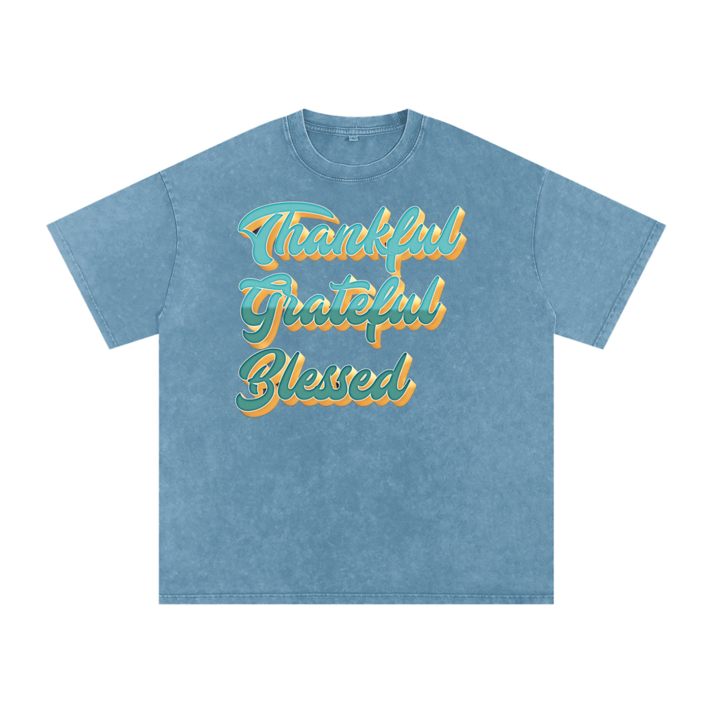 Thankful Grateful Blessed Snow Washed Oversized Cotton T-Shirt