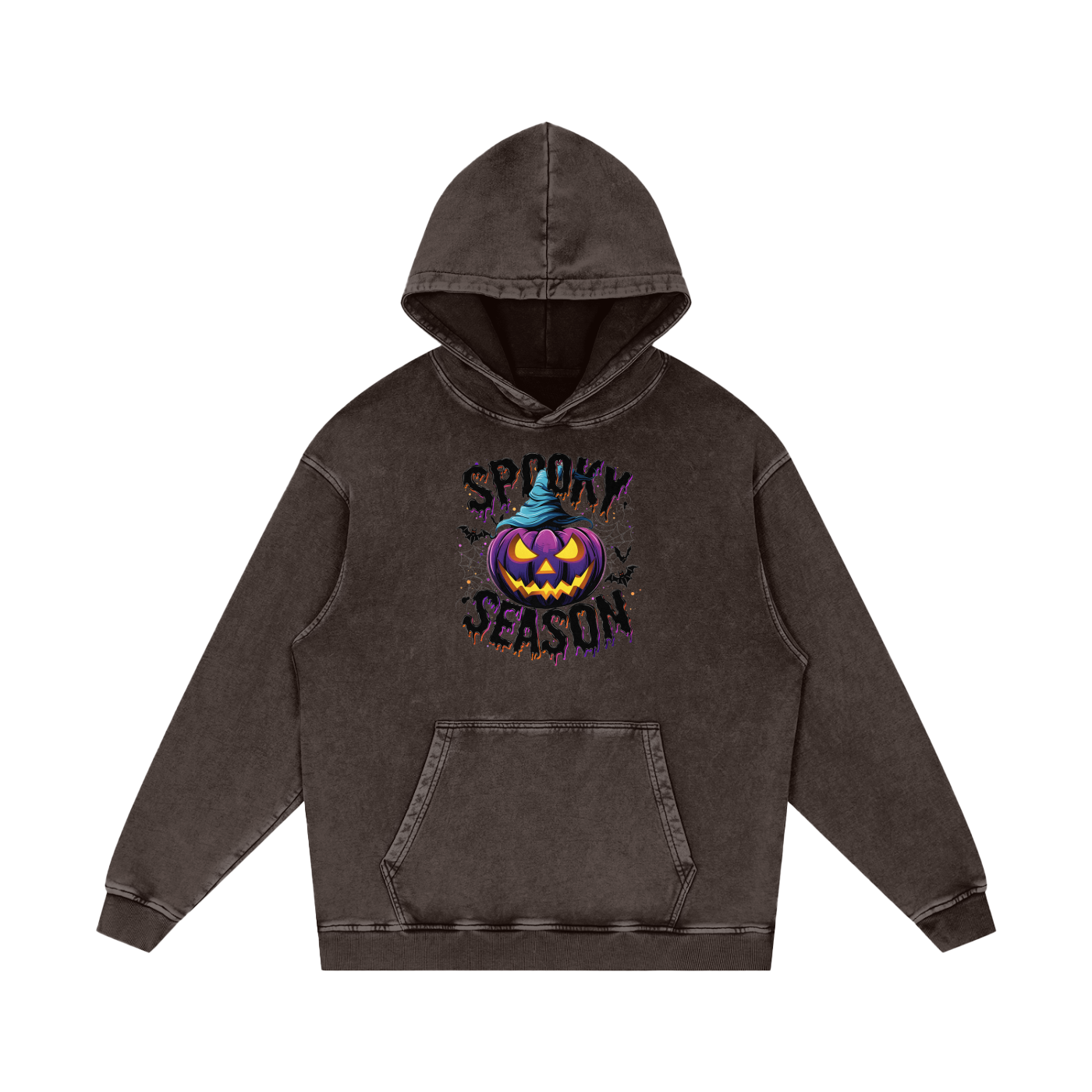 Spooky Season Snow Washed Loose Cotton Hoodie