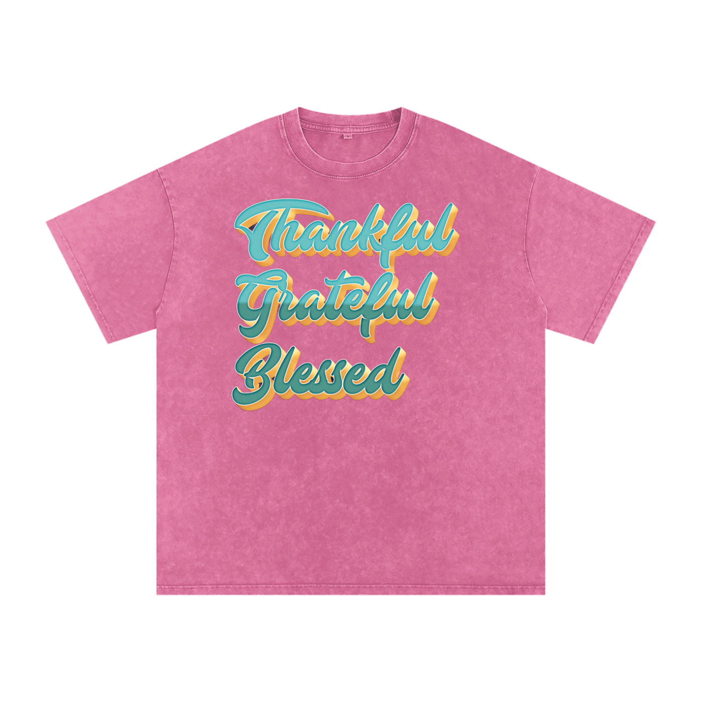 Thankful Grateful Blessed Snow Washed Oversized Cotton T-Shirt