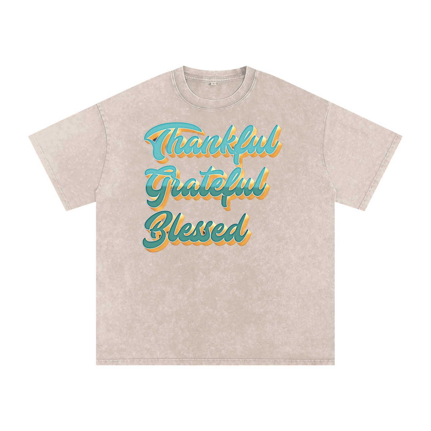 Thankful Grateful Blessed Snow Washed Oversized Cotton T-Shirt