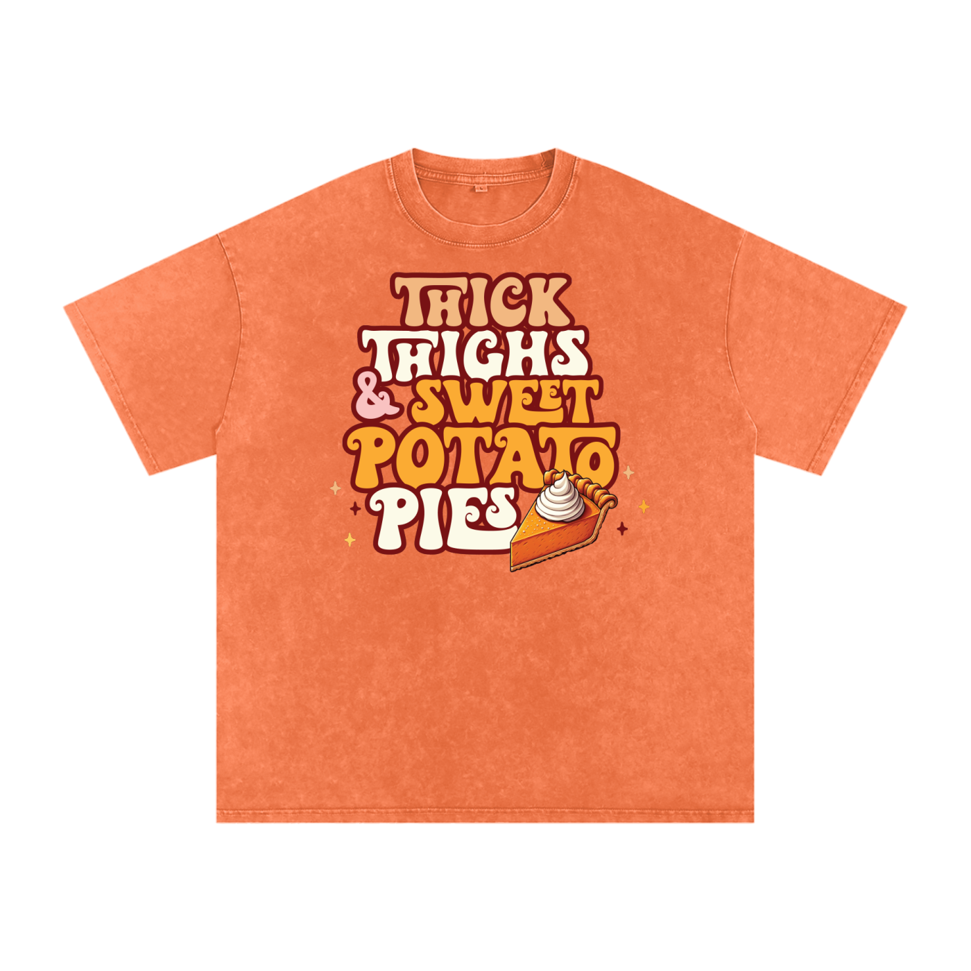 Thick Thighs & Sweet Potato Pies Snow Washed Oversized Cotton T-Shirt