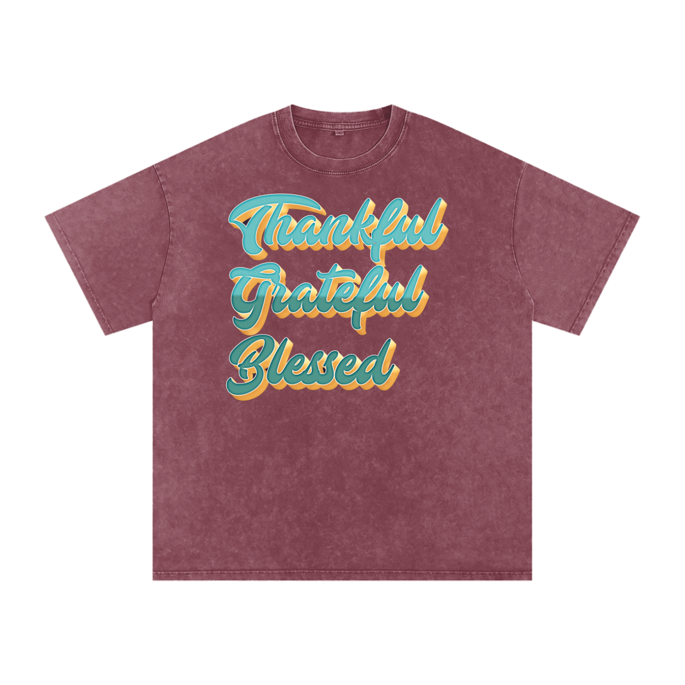 Thankful Grateful Blessed Snow Washed Oversized Cotton T-Shirt
