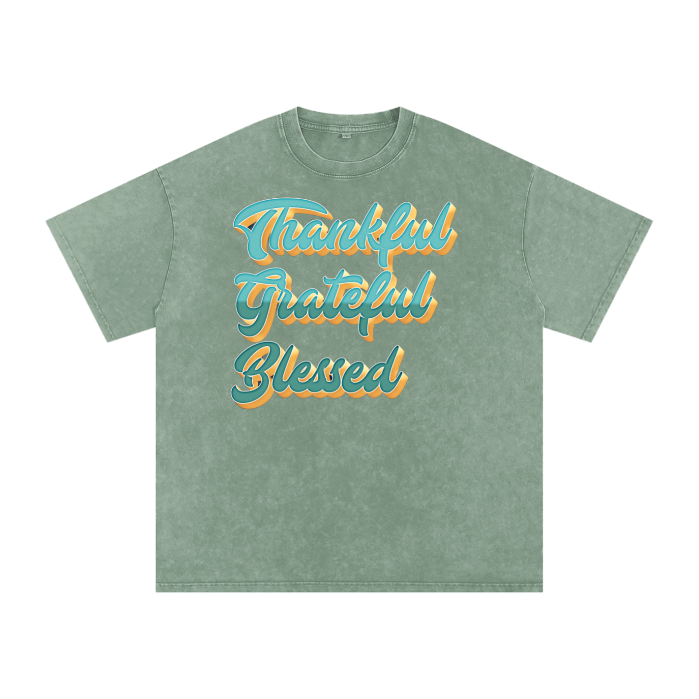Thankful Grateful Blessed Snow Washed Oversized Cotton T-Shirt
