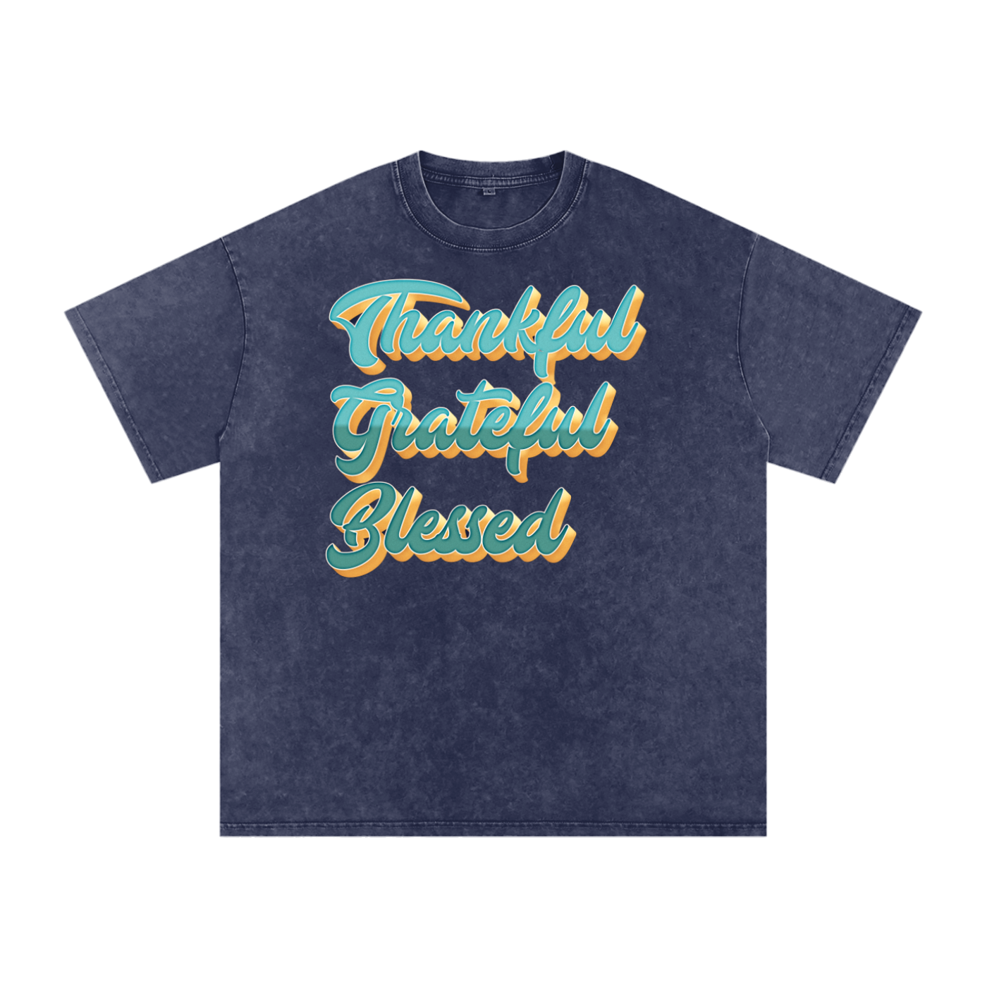 Thankful Grateful Blessed Snow Washed Oversized Cotton T-Shirt