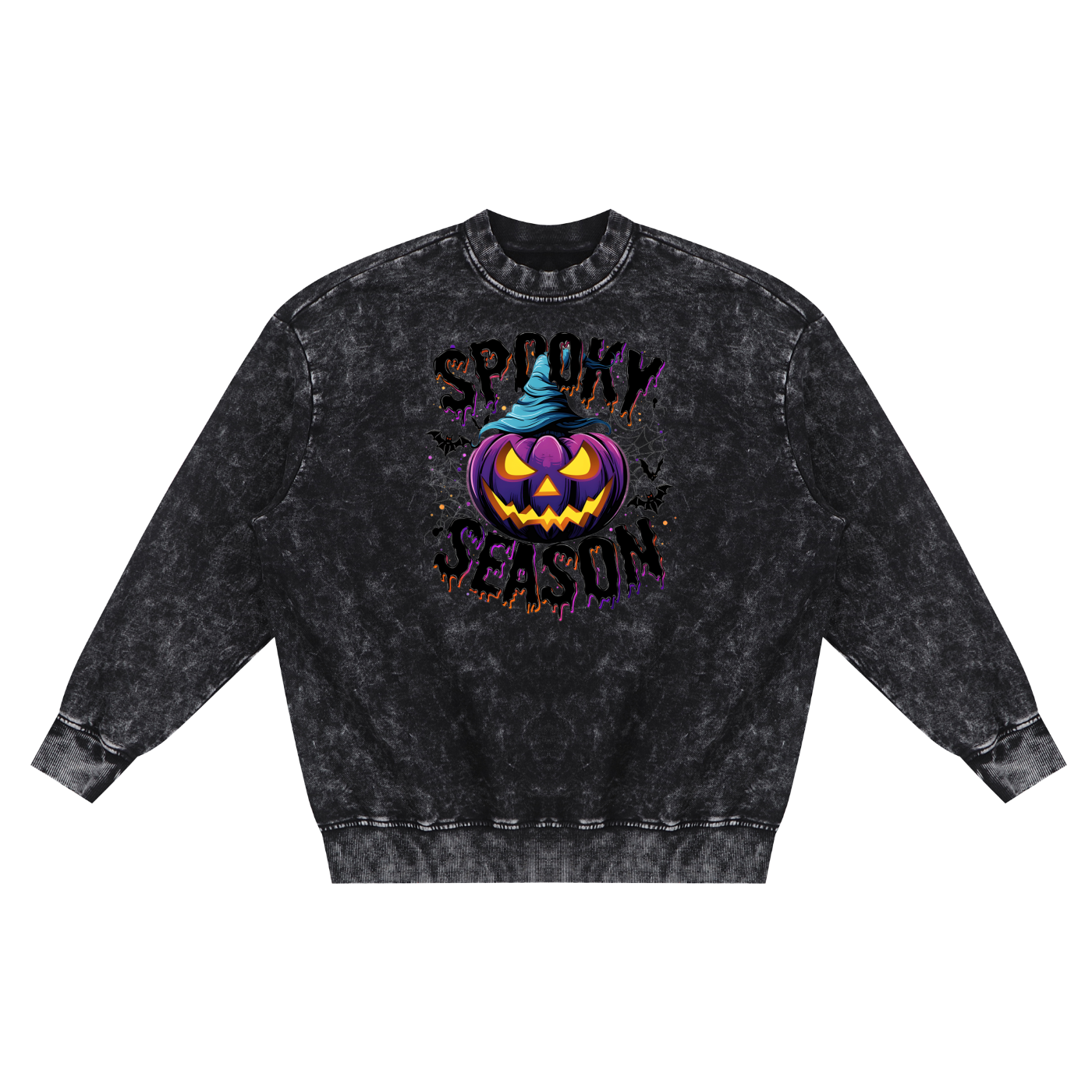 Spooky Season Snow Washed Hand-Frayed Sweatshirt