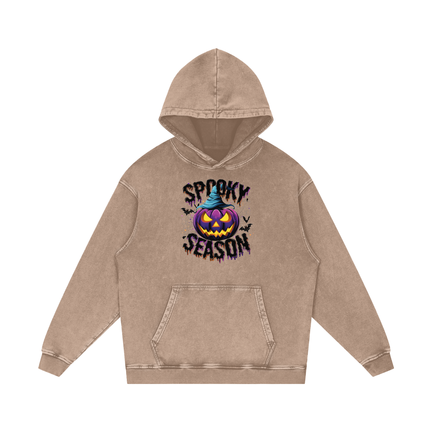 Spooky Season Snow Washed Loose Cotton Hoodie