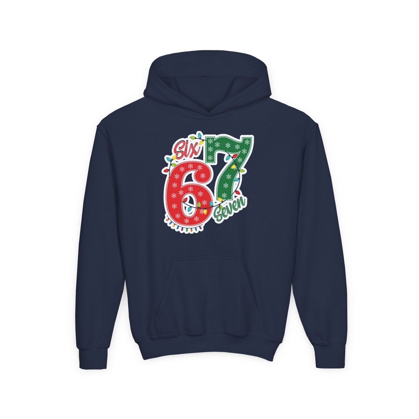 67 Christmas Lights Graphic Hoodie — Festive "Six Seven" Holiday Hoodie