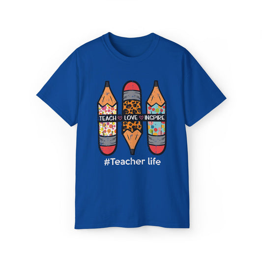 Teacher Life Unisex Ultra Cotton Tee, Back to School T-Shirt, School Shirt, Graphic Tee, Fun Daily Wear, Gift for teachers