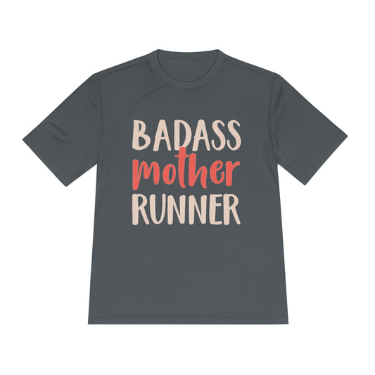 Unisex Moisture-Wicking Running Tee - Badass Mother Runner Shirt, Activewear for Moms, Workout Top, Gift for Runners, Fitness Apparel