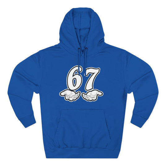 67 Hands Hoodie —  Vintage Number Graphic Pullover