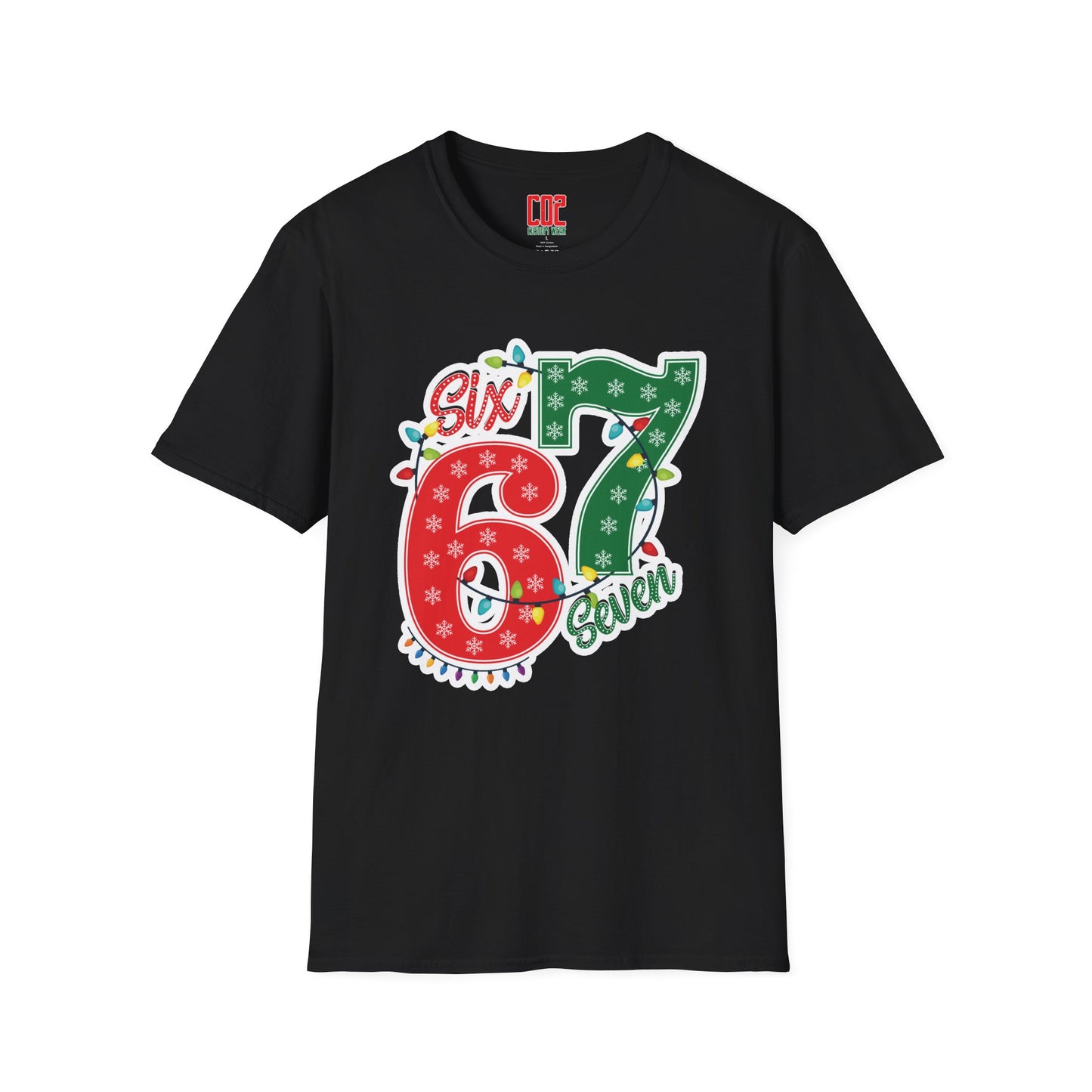 67 Christmas Lights Graphic T-Shirt — Festive "Six Seven" Holiday Tee