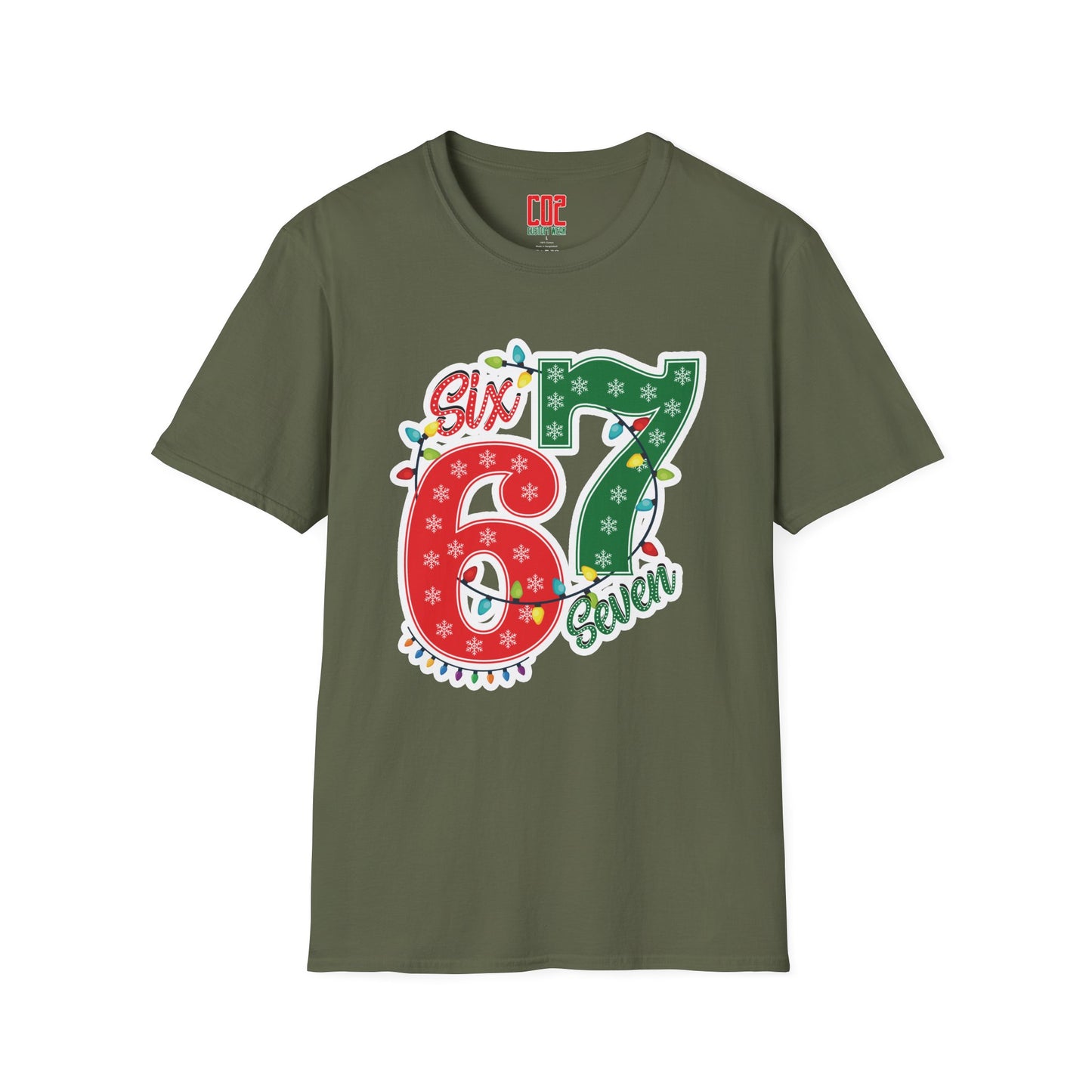 67 Christmas Lights Graphic T-Shirt — Festive "Six Seven" Holiday Tee