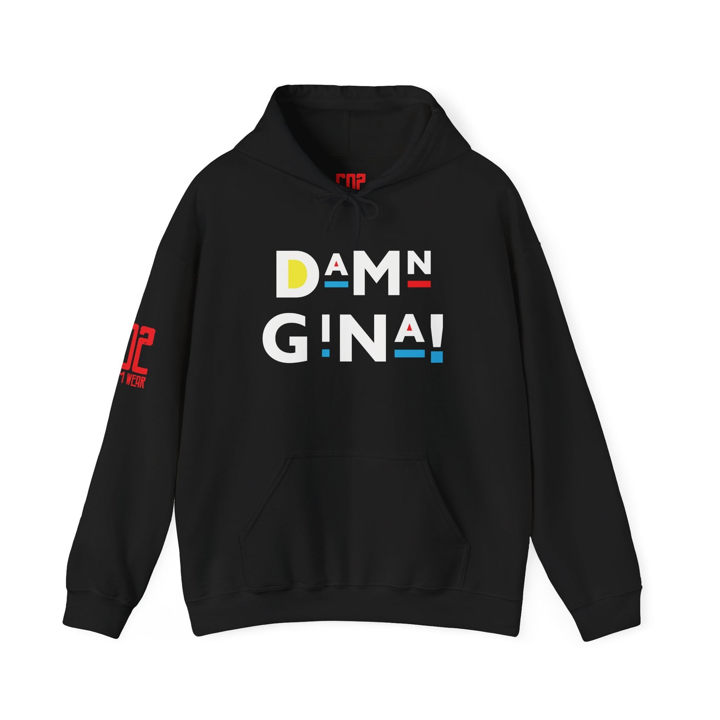 Damn Gina! Colorful Geometric Unisex Hoodie - Cozy Layer, Casual Streetwear, Trendy Gift, Everyday Comfort, Stylish Outfit