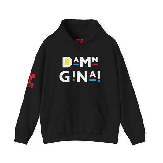 Damn Gina! Colorful Geometric Unisex Hoodie - Cozy Layer, Casual Streetwear, Trendy Gift, Everyday Comfort, Stylish Outfit