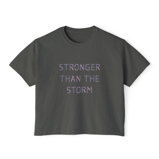 Stronger Than The Storm Boxy Tee, Empowerment Shirt, Casual Wear, Gift for Her, Positive Affirmation Top, Everyday Comfort