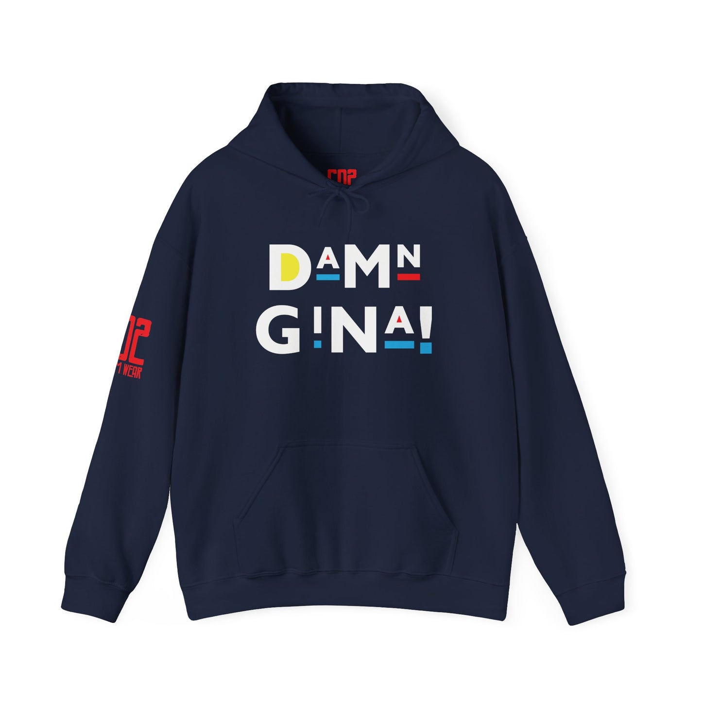 Damn Gina! Colorful Geometric Unisex Hoodie - Cozy Layer, Casual Streetwear, Trendy Gift, Everyday Comfort, Stylish Outfit