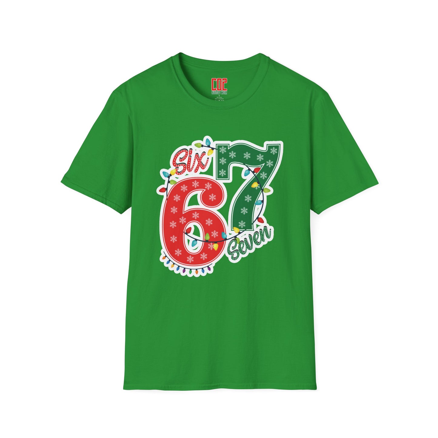 67 Christmas Lights Graphic T-Shirt — Festive "Six Seven" Holiday Tee