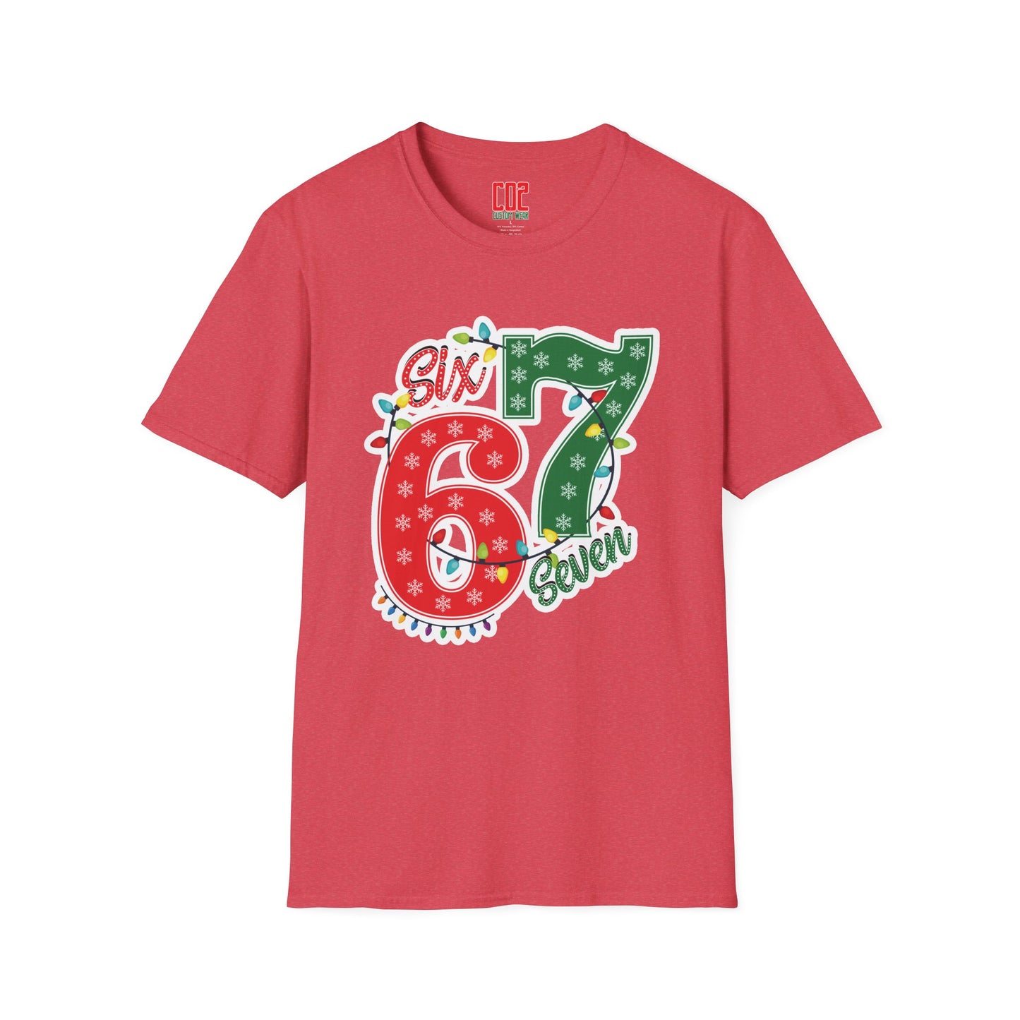 67 Christmas Lights Graphic T-Shirt — Festive "Six Seven" Holiday Tee