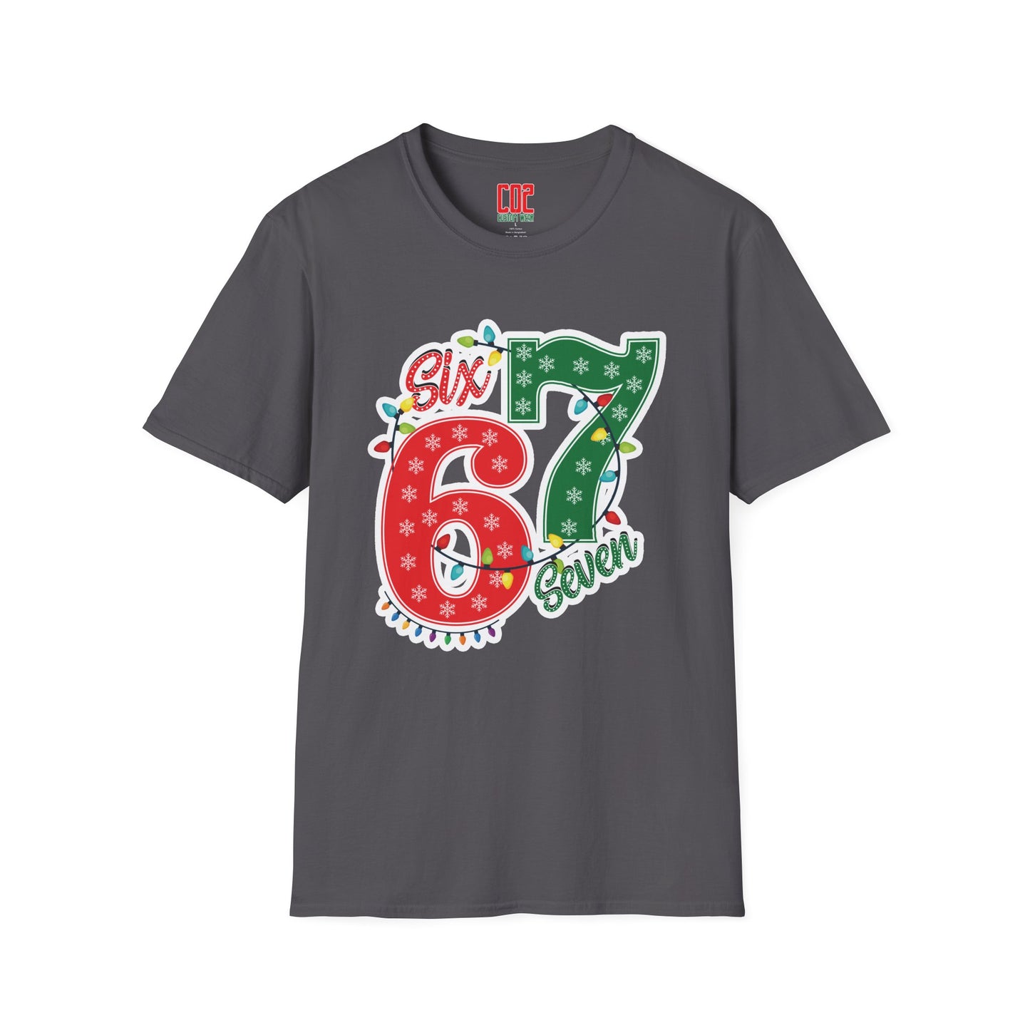 67 Christmas Lights Graphic T-Shirt — Festive "Six Seven" Holiday Tee