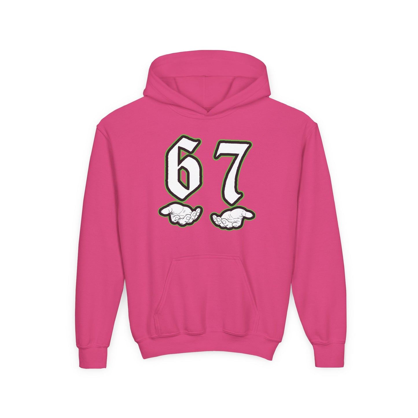 Youth Hoodie with "67" Retro Sports Number & Angel Wings Graphic
