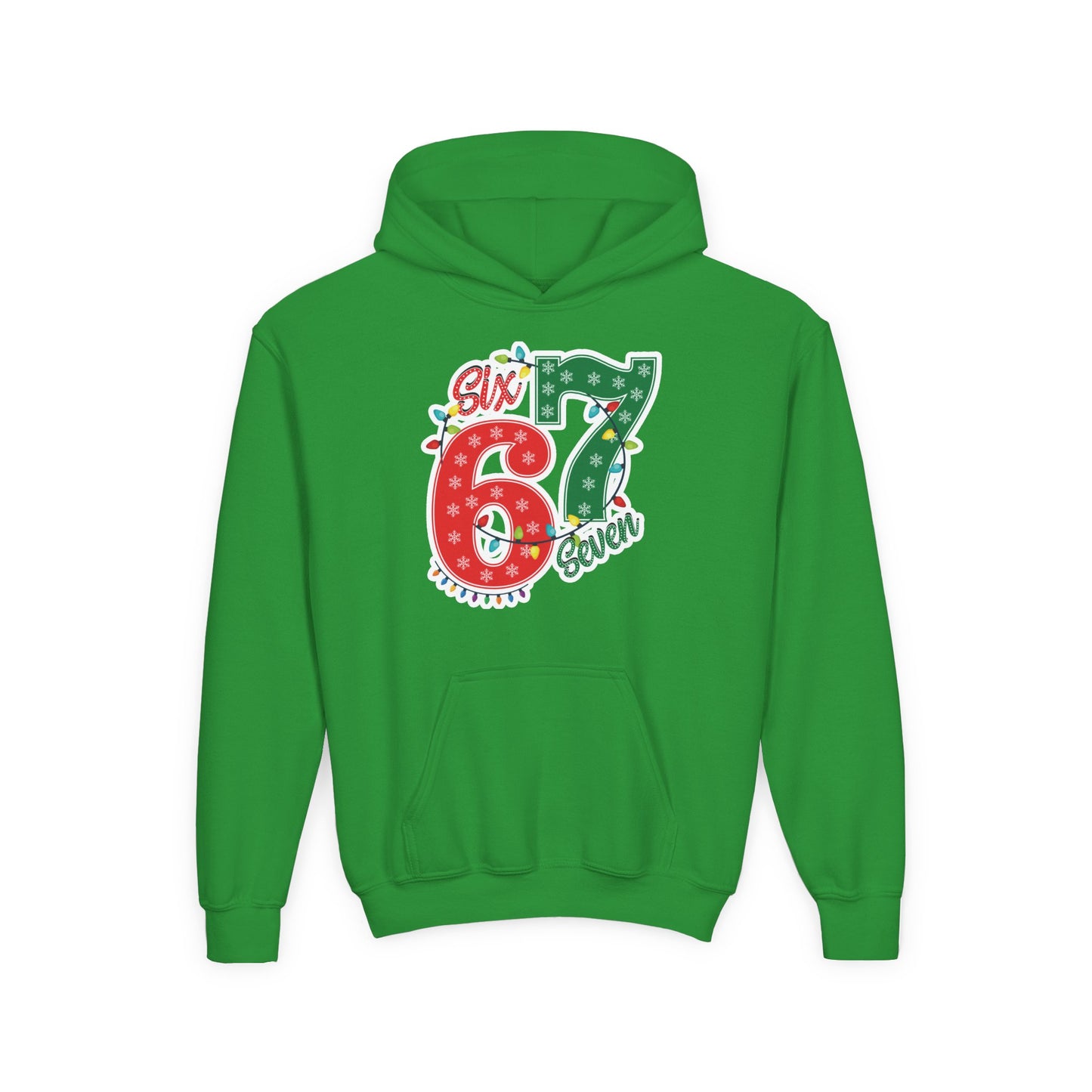 67 Christmas Lights Graphic Hoodie — Festive "Six Seven" Holiday Hoodie
