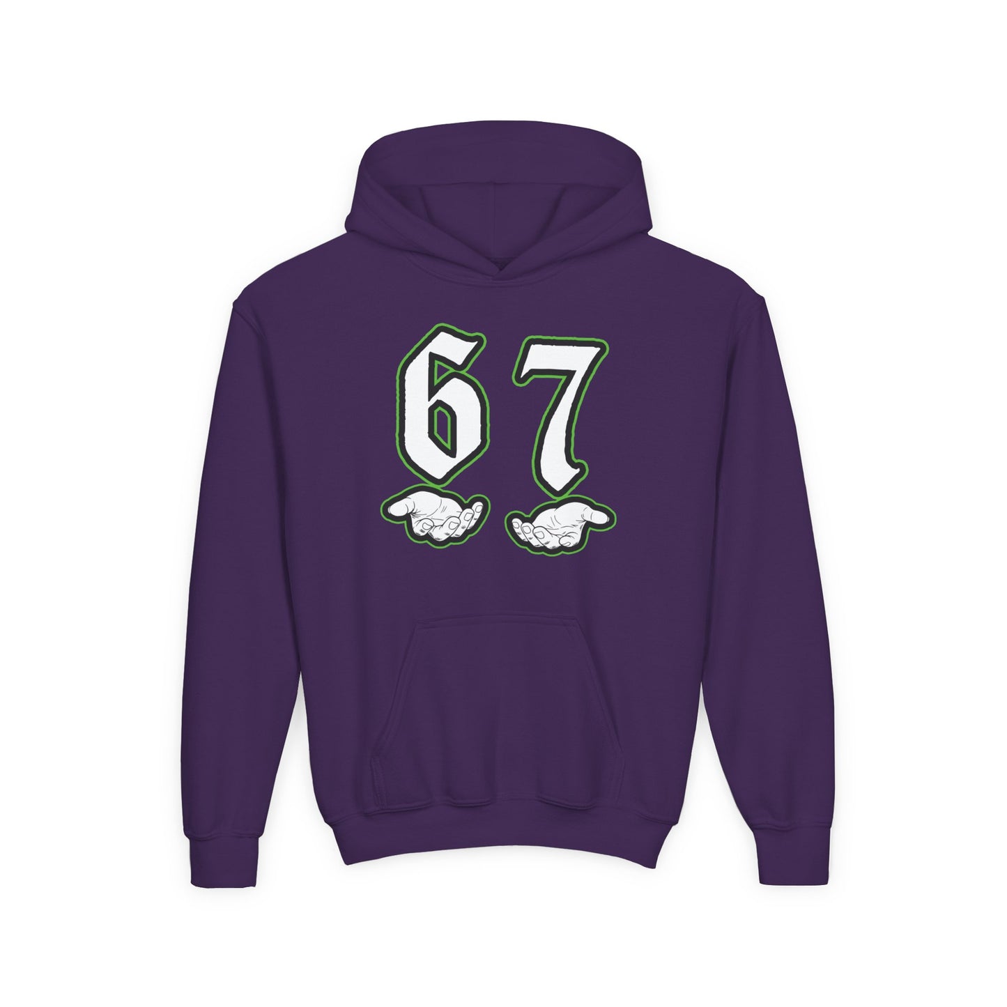 Youth Hoodie with "67" Retro Sports Number & Angel Wings Graphic