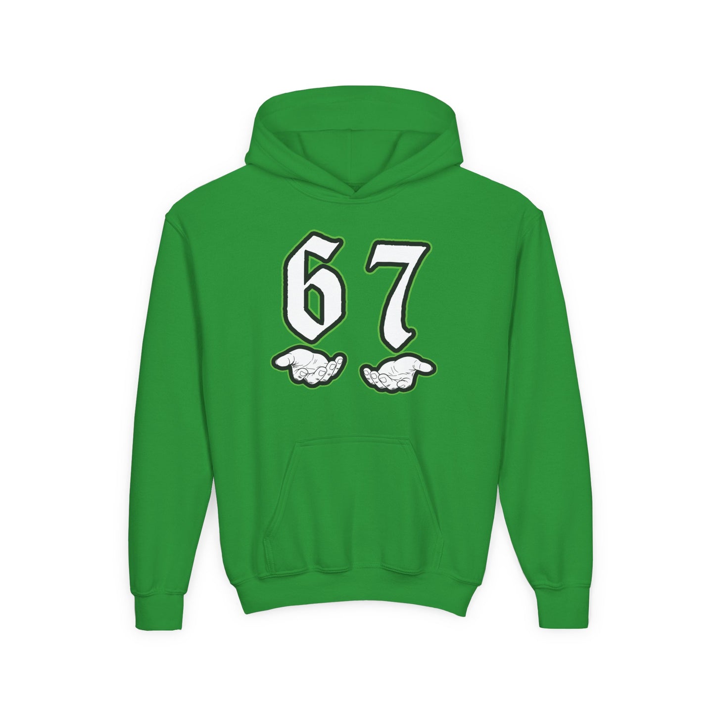 Youth Hoodie with "67" Retro Sports Number & Angel Wings Graphic