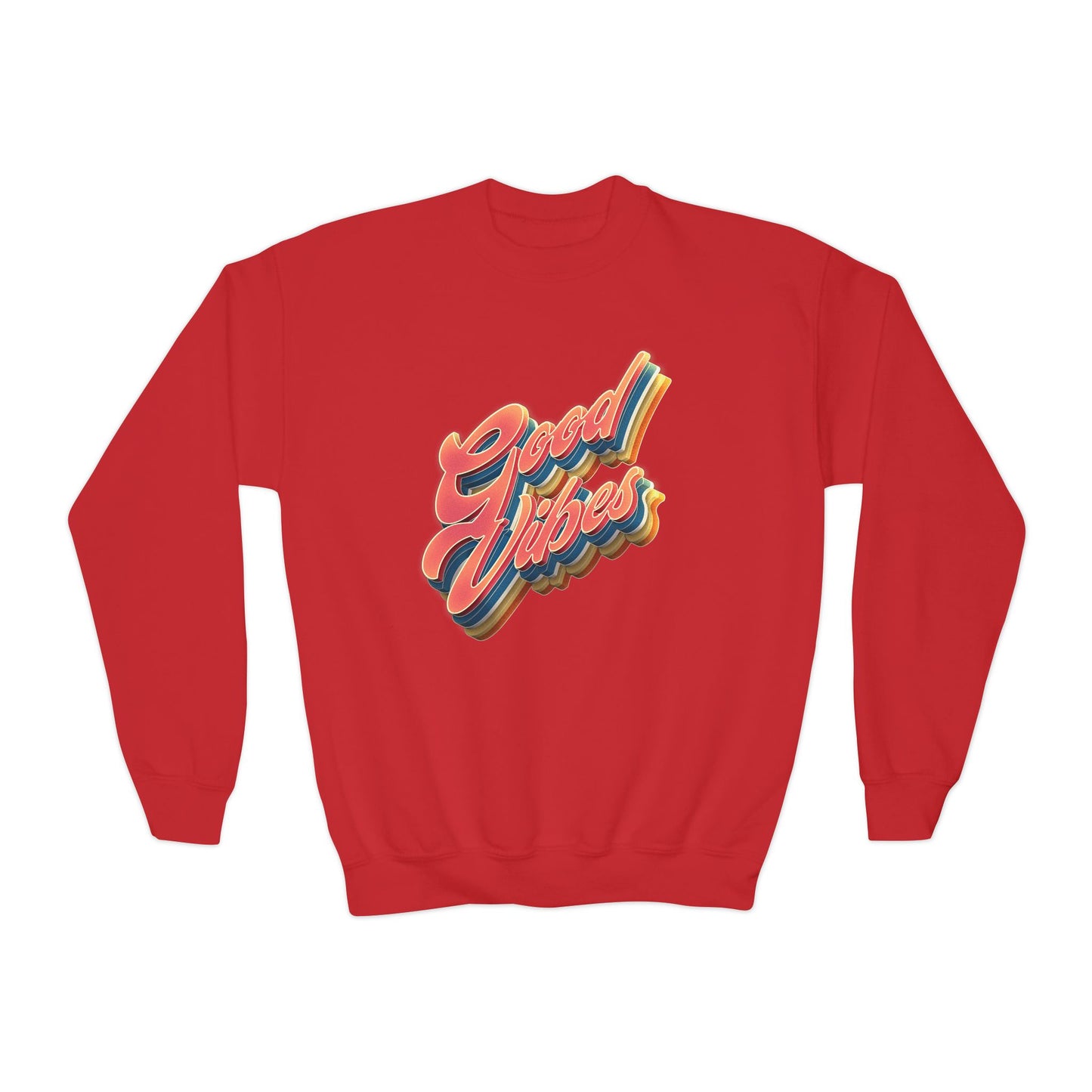 Good Vibes, Youth Crewneck Sweatshirt, Cozy Fashion, Youth Apparel, Gift for Teens, Positive Message, Everyday Wear