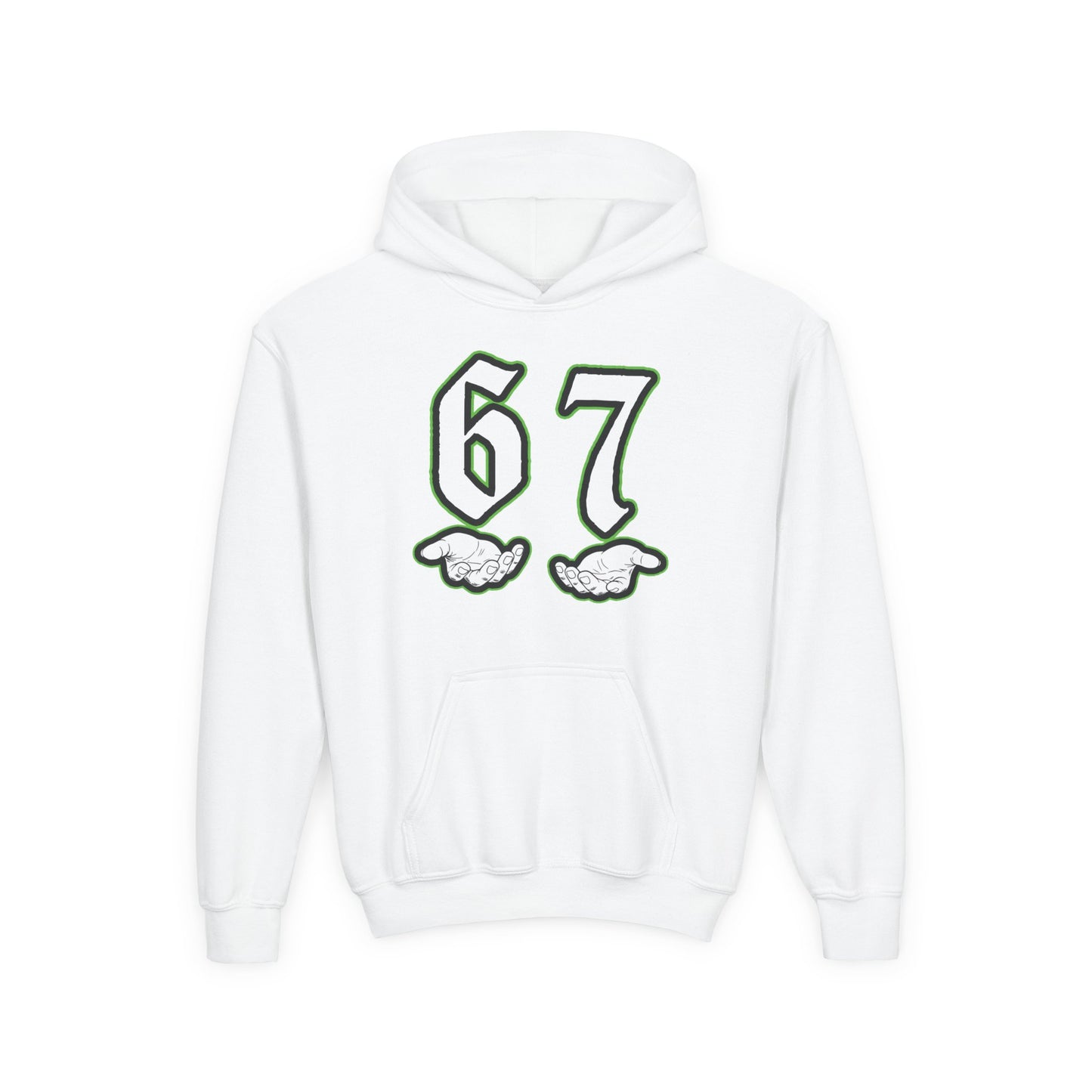 Youth Hoodie with "67" Retro Sports Number & Angel Wings Graphic