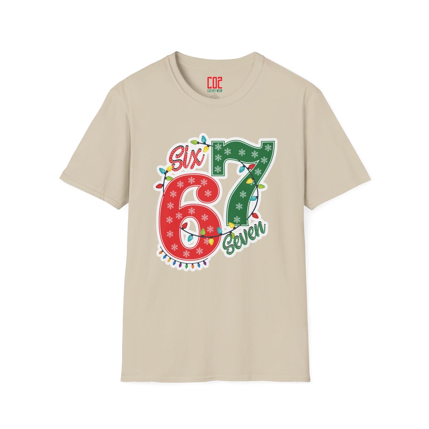67 Christmas Lights Graphic T-Shirt — Festive "Six Seven" Holiday Tee