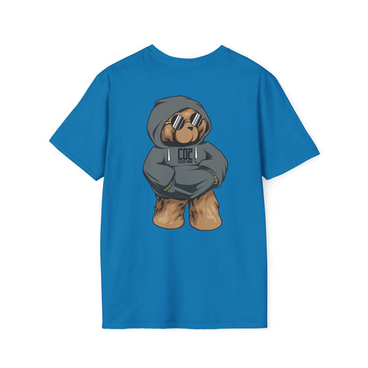 Hoodie Bear Unisex Softstyle T-Shirt, Cute Cartoon Tee, Gift for Kids & Adults, Casual Wear, Birthday Gift, Unique Design