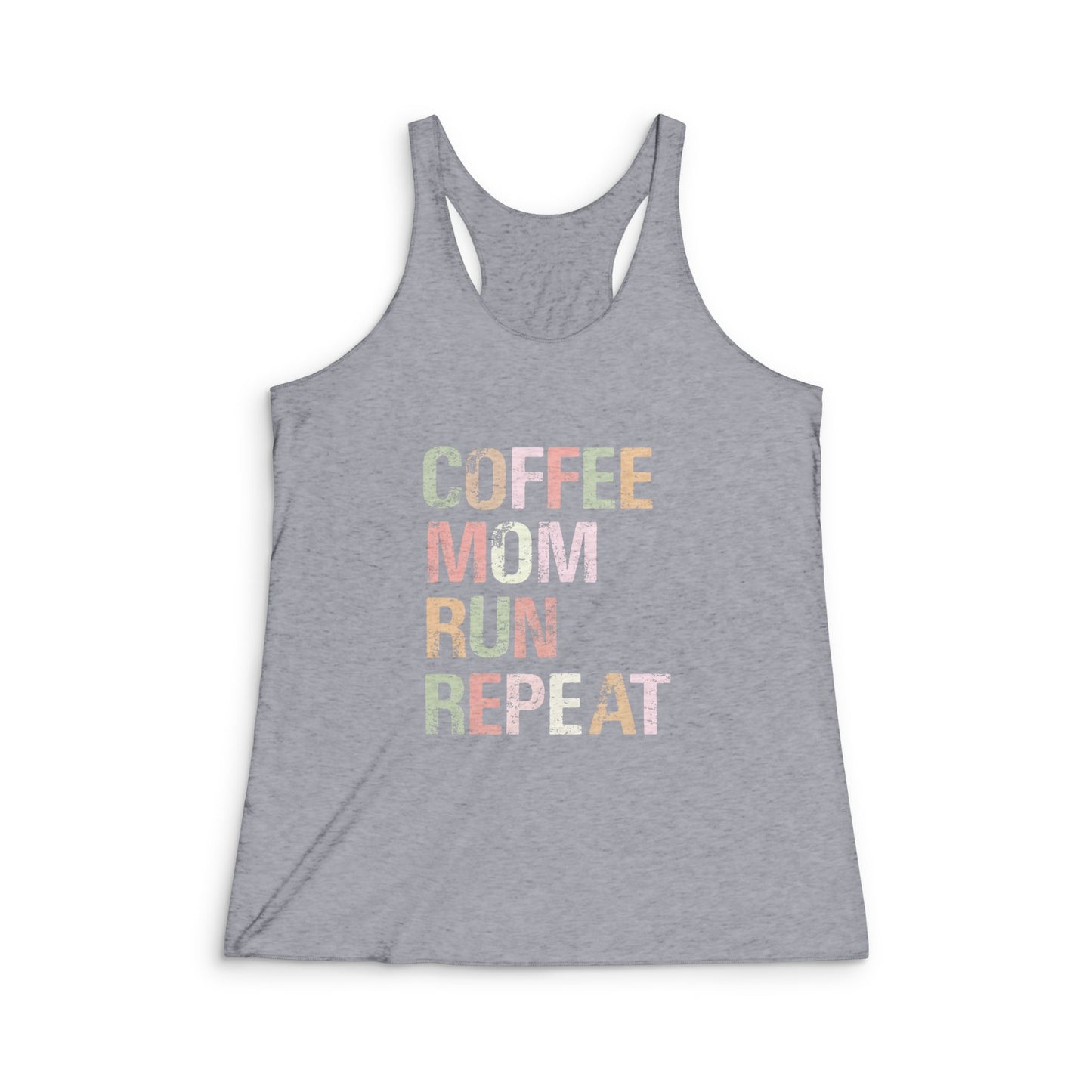 Coffee Mom Run Repeat Racerback Tank Top, Workout Shirt, Fitness Apparel, Gifts for Moms, Mother's Day, Running Gear, Casual Wear