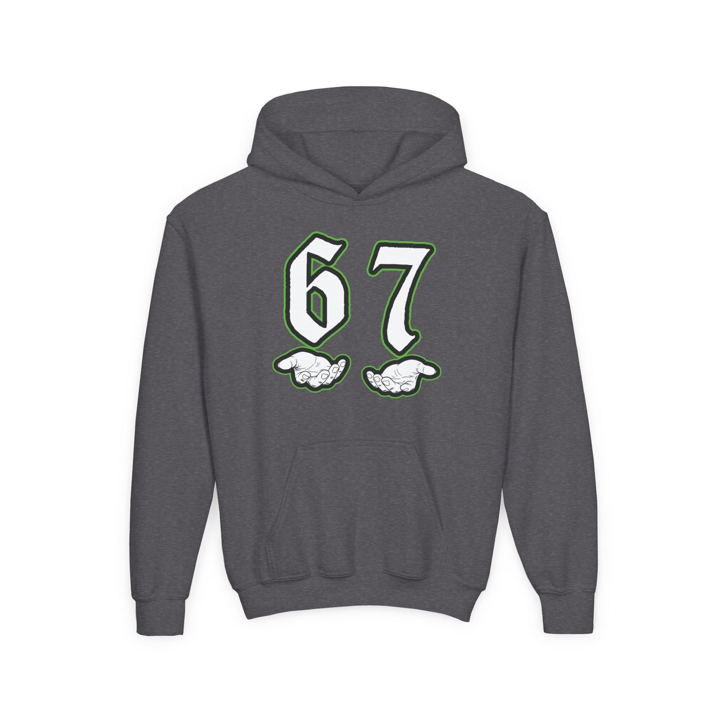 Youth Hoodie with "67" Retro Sports Number & Angel Wings Graphic