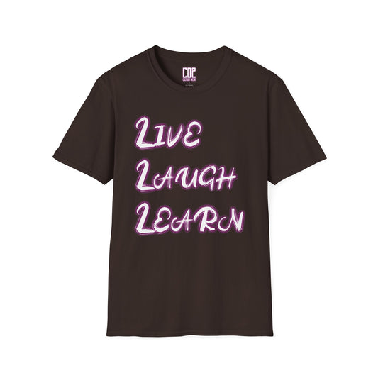 Live Laugh Learn Unisex Softstyle T-Shirt - Inspirational Tee for Daily Motivation, Perfect Gift for Friends, Family Occasions