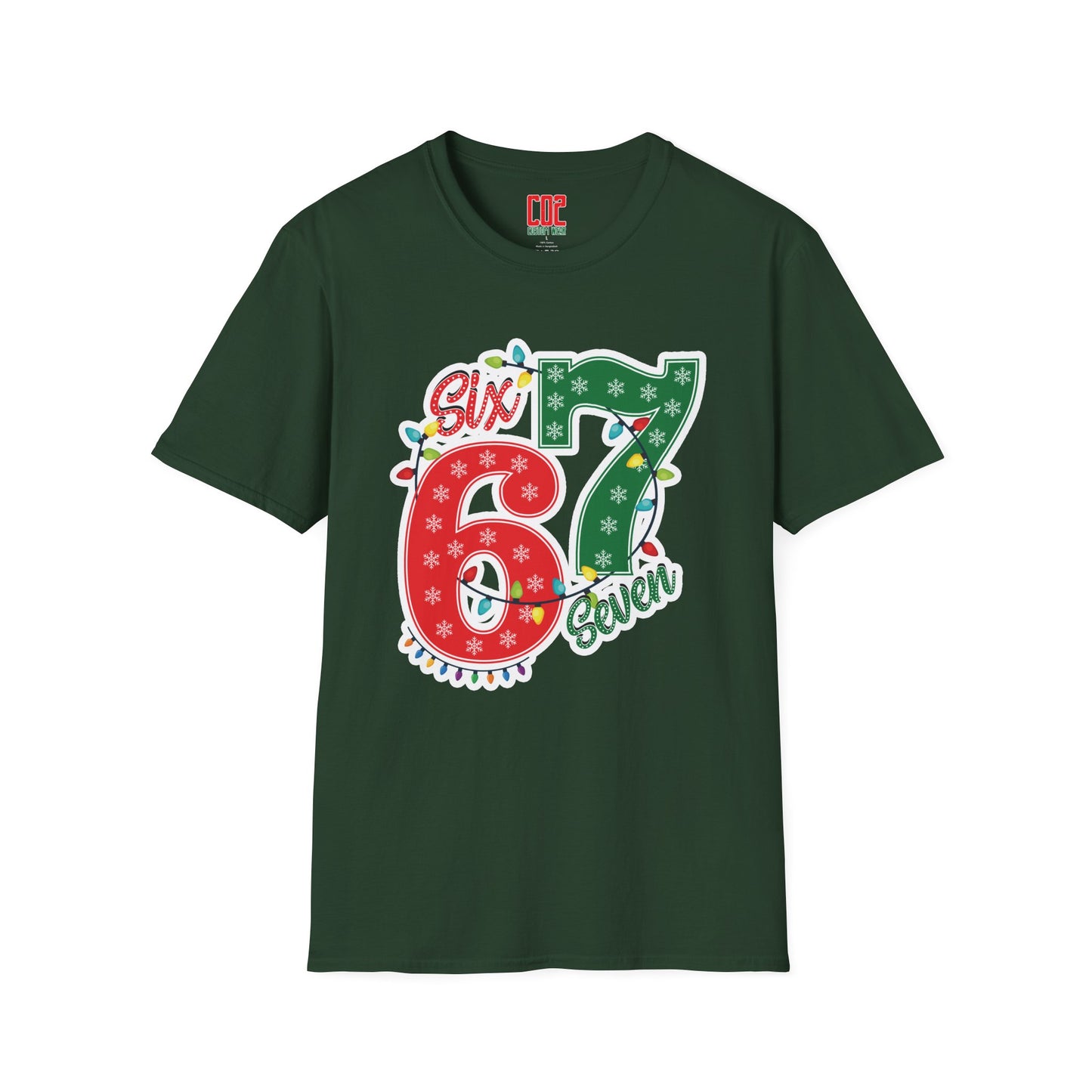 67 Christmas Lights Graphic T-Shirt — Festive "Six Seven" Holiday Tee