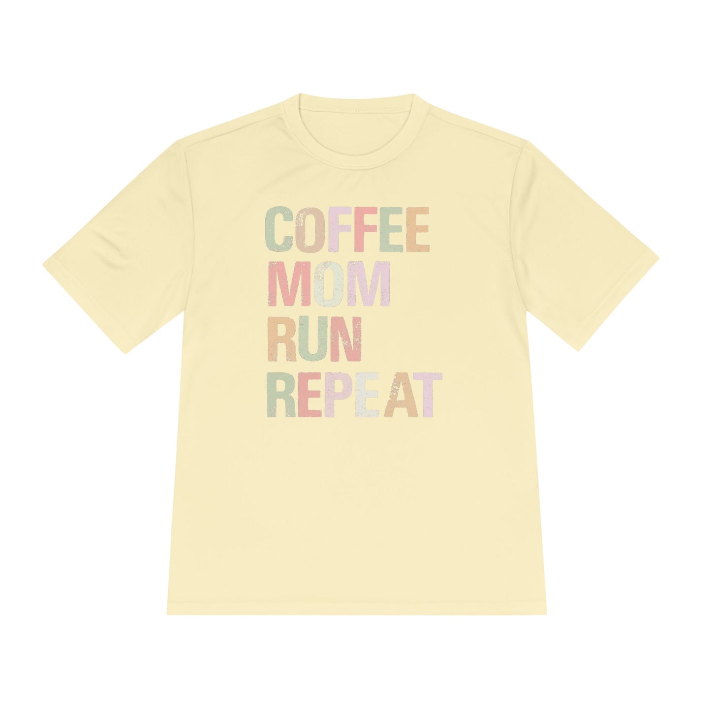 Coffee Mom Run Repeat Unisex Moisture Wicking Tee, Activewear, Athletic Shirt, Workout Top, Gift for Moms, Fitness Apparel
