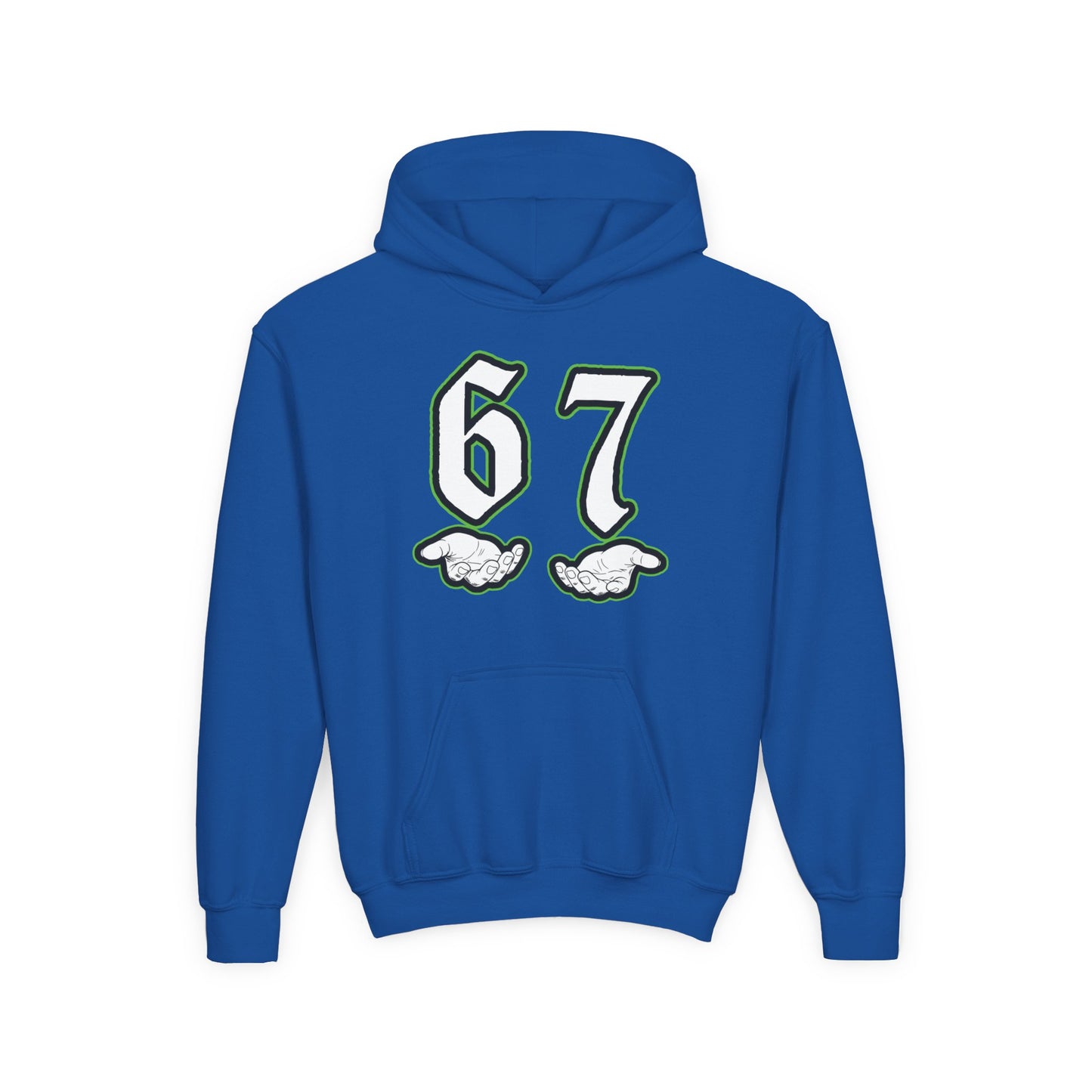 Youth Hoodie with "67" Retro Sports Number & Angel Wings Graphic