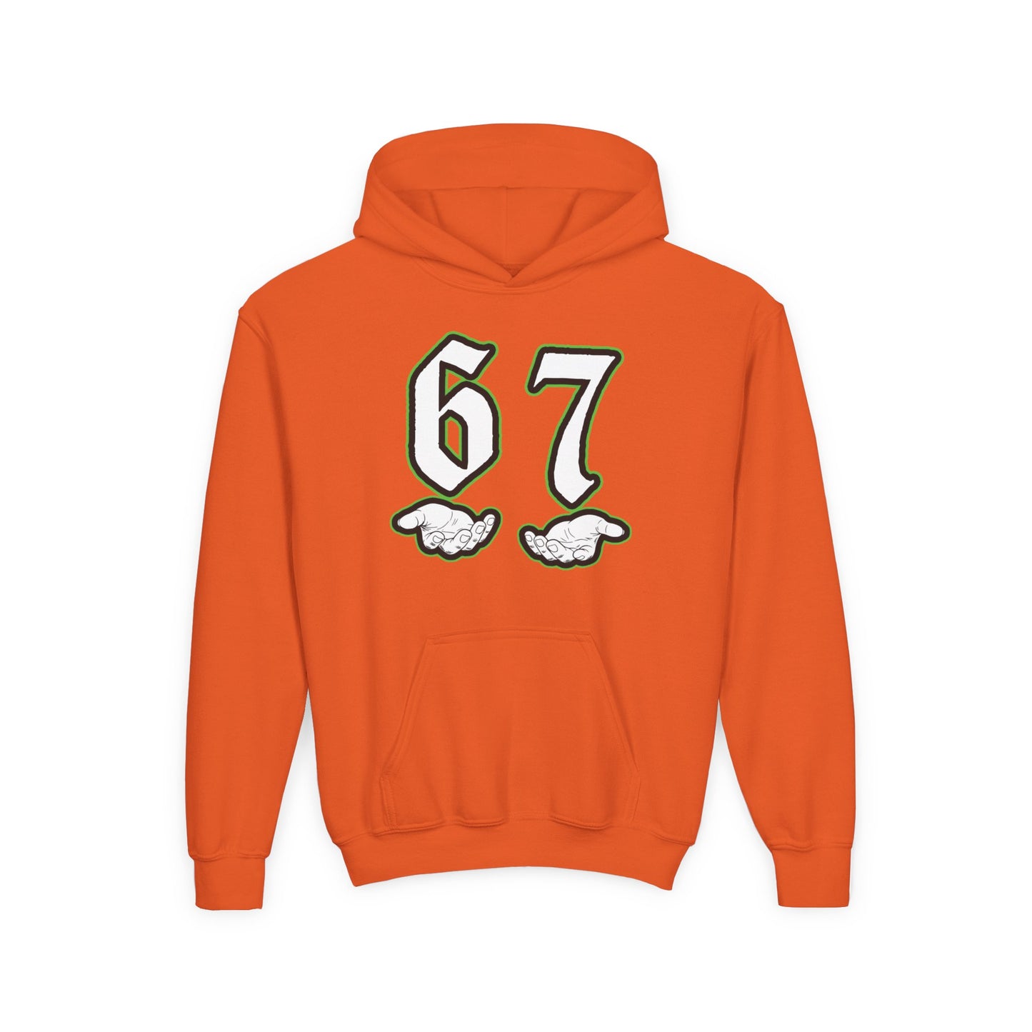 Youth Hoodie with "67" Retro Sports Number & Angel Wings Graphic