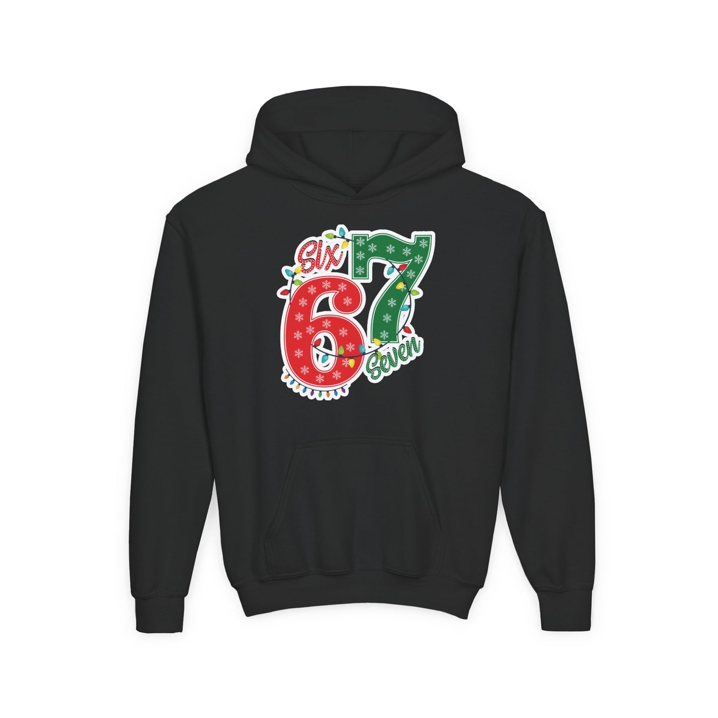 67 Christmas Lights Graphic Hoodie — Festive "Six Seven" Holiday Hoodie