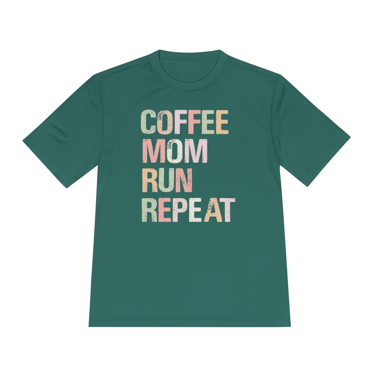 Coffee Mom Run Repeat Unisex Moisture Wicking Tee, Activewear, Athletic Shirt, Workout Top, Gift for Moms, Fitness Apparel