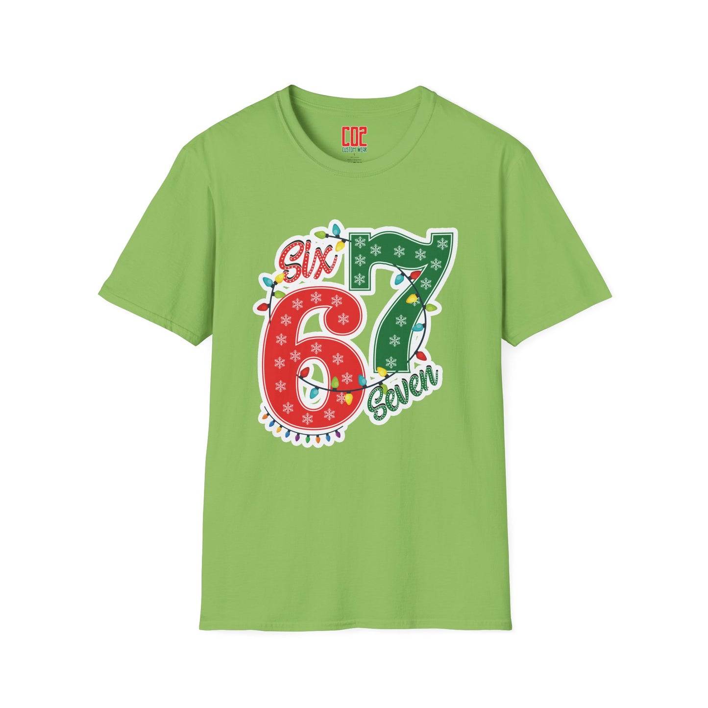67 Christmas Lights Graphic T-Shirt — Festive "Six Seven" Holiday Tee
