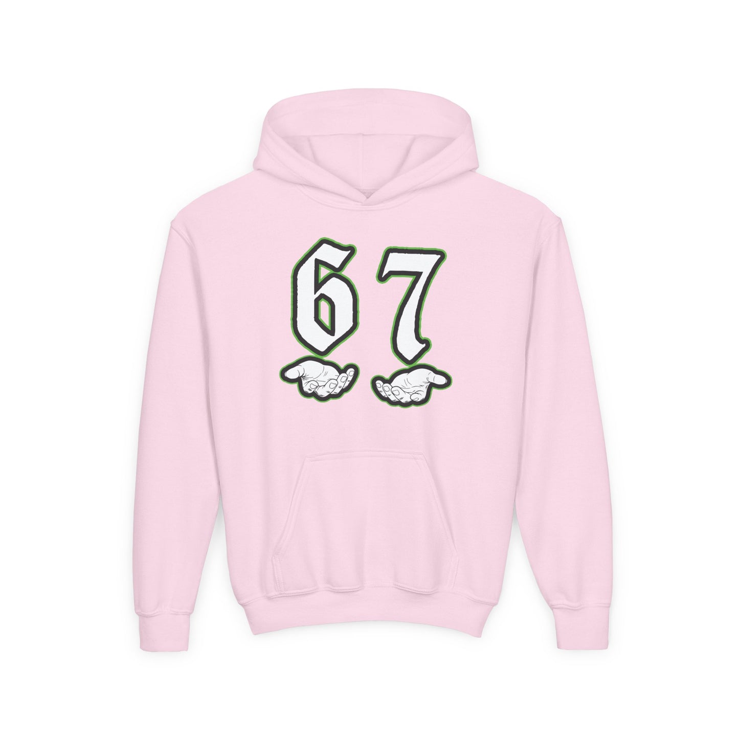 Youth Hoodie with "67" Retro Sports Number & Angel Wings Graphic