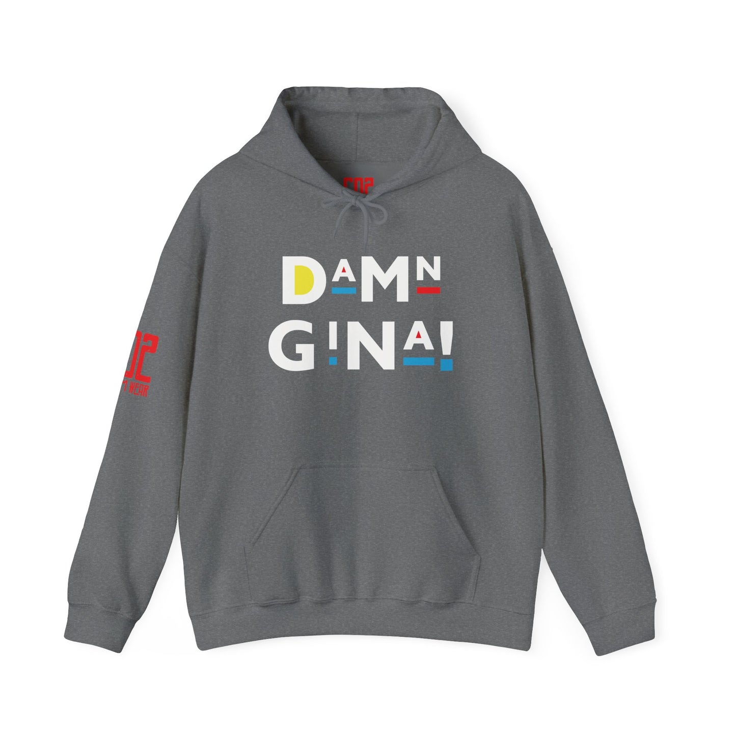 Damn Gina! Colorful Geometric Unisex Hoodie - Cozy Layer, Casual Streetwear, Trendy Gift, Everyday Comfort, Stylish Outfit
