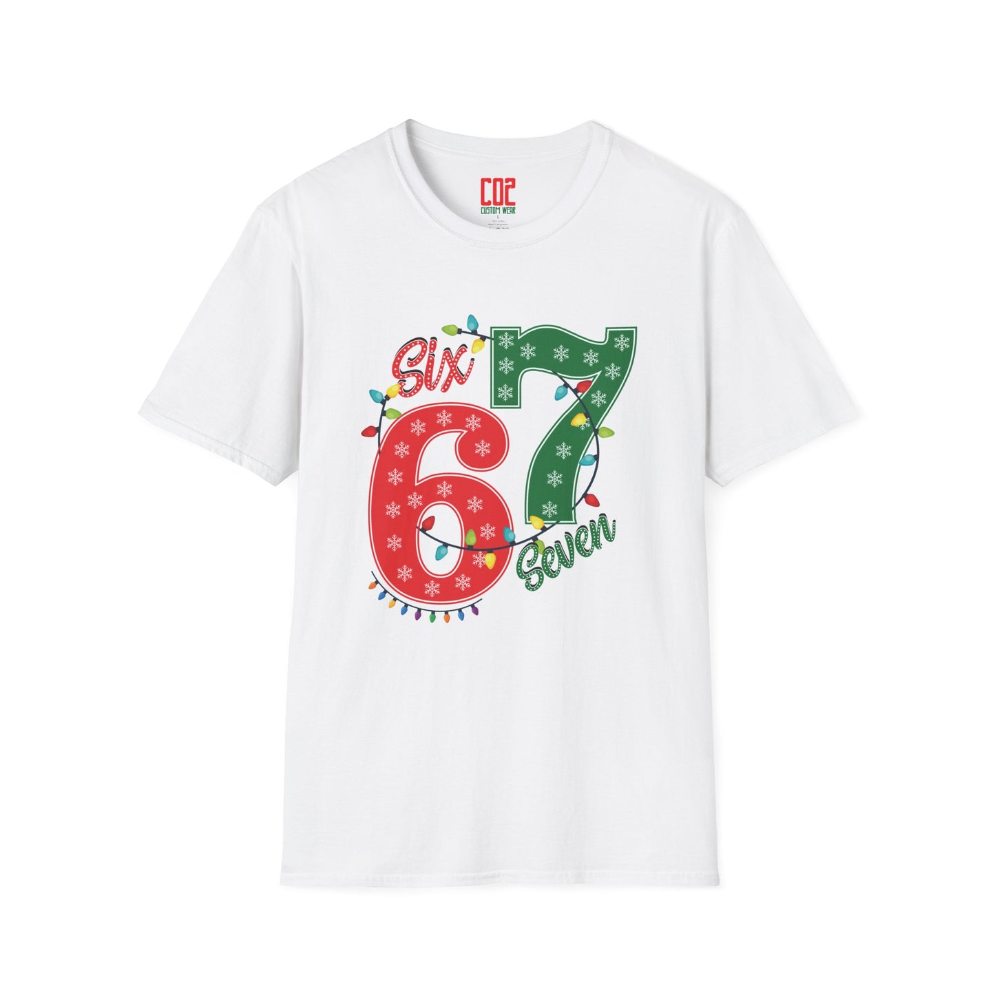 67 Christmas Lights Graphic T-Shirt — Festive "Six Seven" Holiday Tee